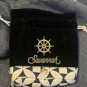 Savannah Black and White Drawstring Bag